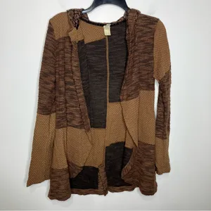 Gimmicks by BKE pieced open cardigan brown casual boho women's size small thumbnail 4