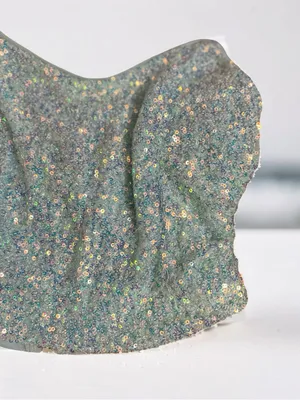 American Threads Aqua Iridescent Sequin Corset Top – NWT Size Small thumbnail 5