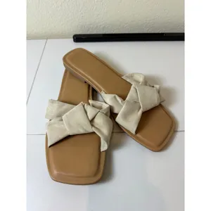 Abercrombie & Fitch Knotted Slide Sandals Women‎ 11 Strappy Suede Minimalist thumbnail 2