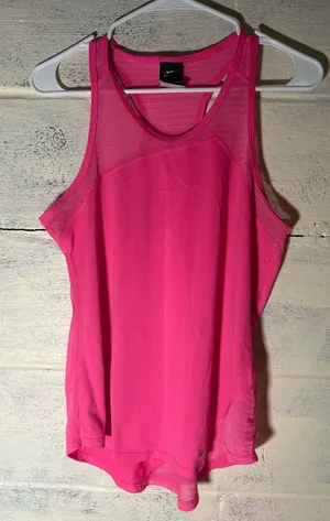 Nike Dri-Fit Pink Vented Racerback Activewear Curved Hem Tank Top M thumbnail 1