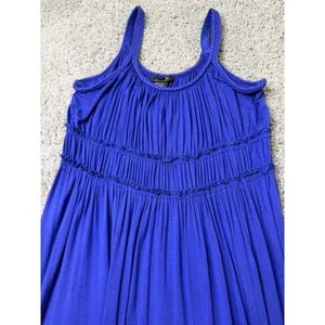 Spense PurpleSmocked Maxi Dress Braided Straps Ruffle Hem Size L Womens thumbnail 2
