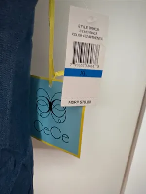 CeCe XL Blue Scallop-Edge Chambray Camisole thumbnail 2