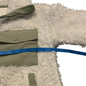 Abercrombie Sherpa Full Zip Jacket XS Cozy Teddy Fleece Cream And‎ Sage thumbnail 5