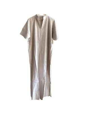 B'Gauze Womens Size 2 (L/XL) Cotton Gauze Tan/Beige V-Neck Maxi Dress Kaftan NWT thumbnail 2