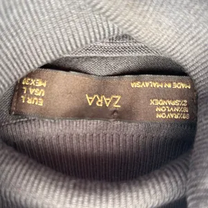 Zara Gray Knit Turtleneck Sweater Dress Size L thumbnail 5