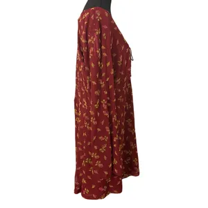 Betsey Johnson XXL Babydoll Burgundy Floral Bell Sleeve Mesh Mini Dress Boho Y2K thumbnail 3