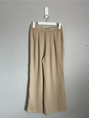 OGL Tan European Linen Blend Mid Rise Flared Pant with Pockets Sz M thumbnail 9