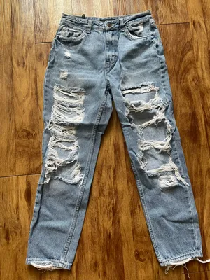 high waisted ripped mom jeans Blue Size 28 thumbnail 1