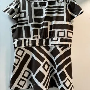 Banana Republic Brown and White Geometric Blouse thumbnail 1
