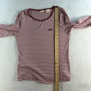 Y2K Style Levis Large‎ Top Long Sleeve Striped Ribbed Knit Essential Crew Neck thumbnail 10