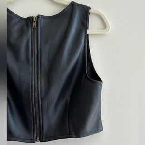 Kirious Faux Vegan Leather Cropped Tank Top, Black Tank, Women’s Size Large thumbnail 13