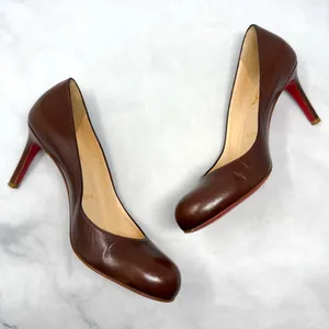 Christian Louboutin Vintage Simple Pump 85 Leather Low Mid Height Heels Brown 36 thumbnail 8