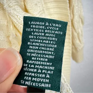 Lauren Ralph Lauren Cream Cable Knit Cardigan Sweater Womens M Duster Preppy thumbnail 5