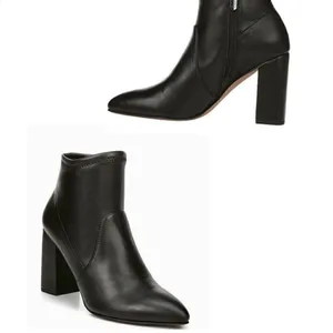 Franco Sarto Kacee Shoes Black Leather Ankle Bootie Zip Block Heel Size 9.5 thumbnail 2
