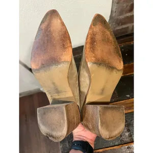 Steve Madden Amber Western Boots 7.5 Beige Metal Detail Boho thumbnail 8