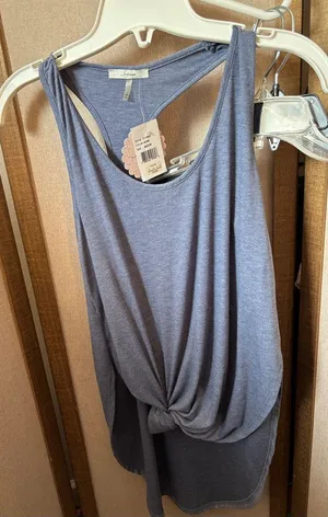 FINAL MARKDOWN Soprano Women's Knot-Front Tank Top — Heather Blue Medium NWT thumbnail 1