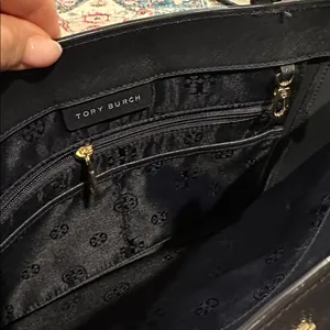 Tory Burch Emerson small saffiano leather careerwear office buckle blue tote bag thumbnail 8