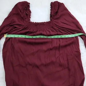Reformation NWT Hudsen Dress in Plum Burgundy Long‎ Sleeve Smocked Medium thumbnail 10