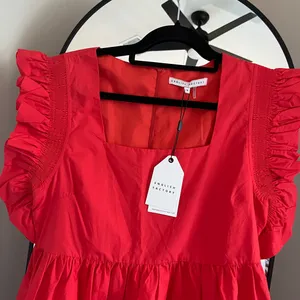 NWT English Factory Women’s Ruffled Dress with Smocked Detailing in Red thumbnail 2