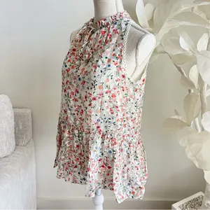 Kate Spade Floral Ruffle Peplum Sleeveless Blouse thumbnail 7