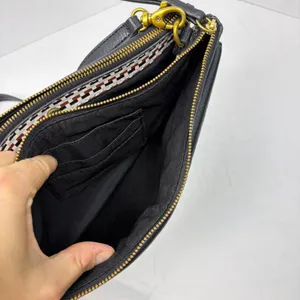 Fossil Devon checked crossbody handbag, purse. faux leather pocketbook. 3 pocket thumbnail 6