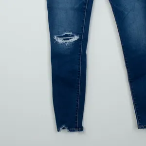 American Eagle Super Hi-Rise Skinny‎ Jeans Womens 2 Blue Distressed Frayed Hem thumbnail 3