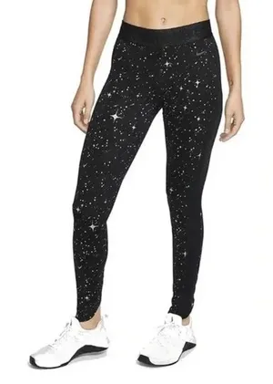 Nike Pro Dri-Fit Starry Night Metallic Print Training Tights Legging Size Medium thumbnail 1