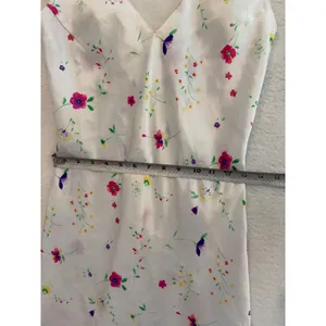 Kim Rogers Floral Satin Slip Dress Womens Small White Pink V-Neck Mini Dress thumbnail 6