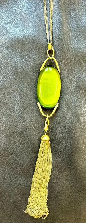 Lia Sophia Kiam Family “Elena” Green Cat’s Eye Necklace thumbnail 1