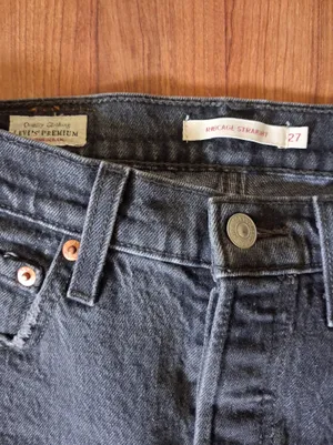 Levi's Womens Ribcage Straight-Leg Black Button Fly Jeans 27 thumbnail 2