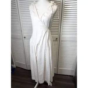 FREE PEOPLE FREE-EST MAISIE MIDI WRAP DRESS TIE SHOULDERS SMALL IVORY Cotton thumbnail 9