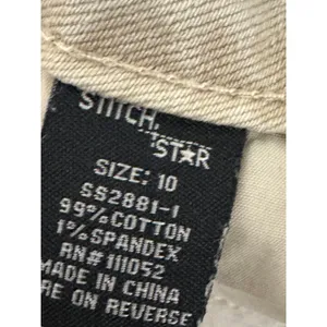 Stitch Star Womens 10‎ Khaki Tan Wide Leg Jeans Raw Hem SS2881-1 thumbnail 6