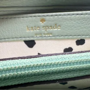Kate Spade New York Light Green Leather Zip Around Ladies Wallet, Mint Color thumbnail 3