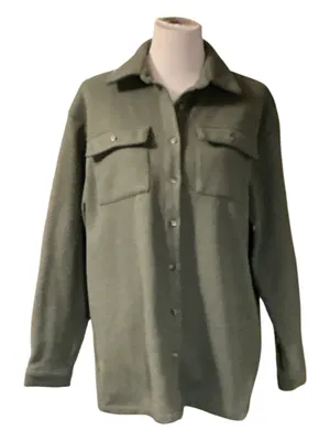 Princess Polly Army Green Fleece Button Front Shaket Shirt Jacket - US 6 thumbnail 1