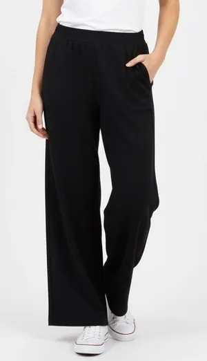 Sweatpants Womens Large Black Pleated Slash Pockets Elastic Waist Straight Leg thumbnail 1