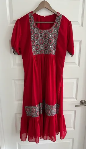 Indian Dress Partywear Red Blue Size XXL thumbnail 1