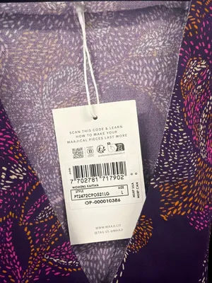 Maaji Floral Cover-Up Caftan Dress Purple Womens Size Large thumbnail 6