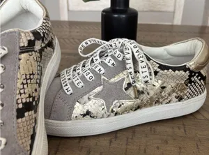 Steve Madden Women's Snake Print Sneakers - Gray and Cream thumbnail 2
