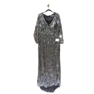 Mac Duggal 26445 Long Sleeve Sequin Gown Black Silver 14 thumbnail 5