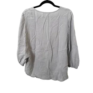 OYSHO Crinkled Cotton Buttoned Blouse Sz Large‎ thumbnail 3