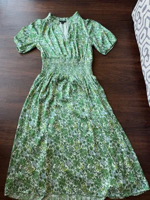 J Crew Smocked-waist featherweight satin dress in tossed floral thumbnail 2
