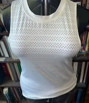Zyia white perforated athletic sleeveless sporty shirt thumbnail 1