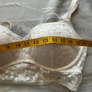 PINK Victoria's Secret Floral Lace Bralette in Cream thumbnail 4