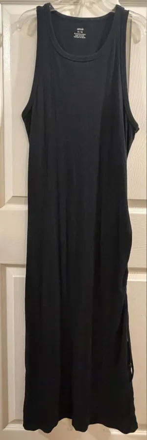 aerie Black Ribbed Tank Maxi Dress thumbnail 1