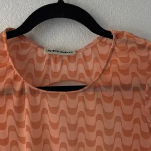 Dippin’ Daisy’s Boat Neck Short Sleeve Allover Open Back Mesh Crop Top Medium thumbnail 3