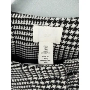 H&M Womens Jacket Houndstooth Cropped Silver Crest Button Black‎ White M thumbnail 4
