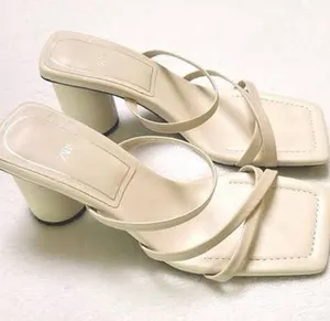 Zara Beige Strappy Round-Block Heel Sandals thumbnail 1