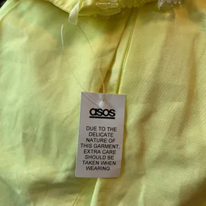 ASOS Mini Dress Womens 2 Yellow Crystal Embellished Pleated Summer Wedding Party thumbnail 5