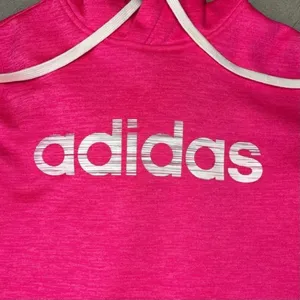 Adidas Pink Fleece Hooded Sweatshirt Size Small thumbnail 8