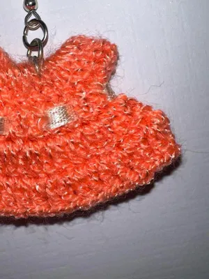 Handmade knit Orange dress earrings. thumbnail 3